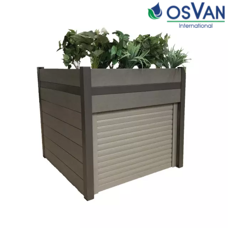 ABRI POUR ROBOT DE TONTE JARDINIERE WPC AVEC SYSTEME DE FERMETURE