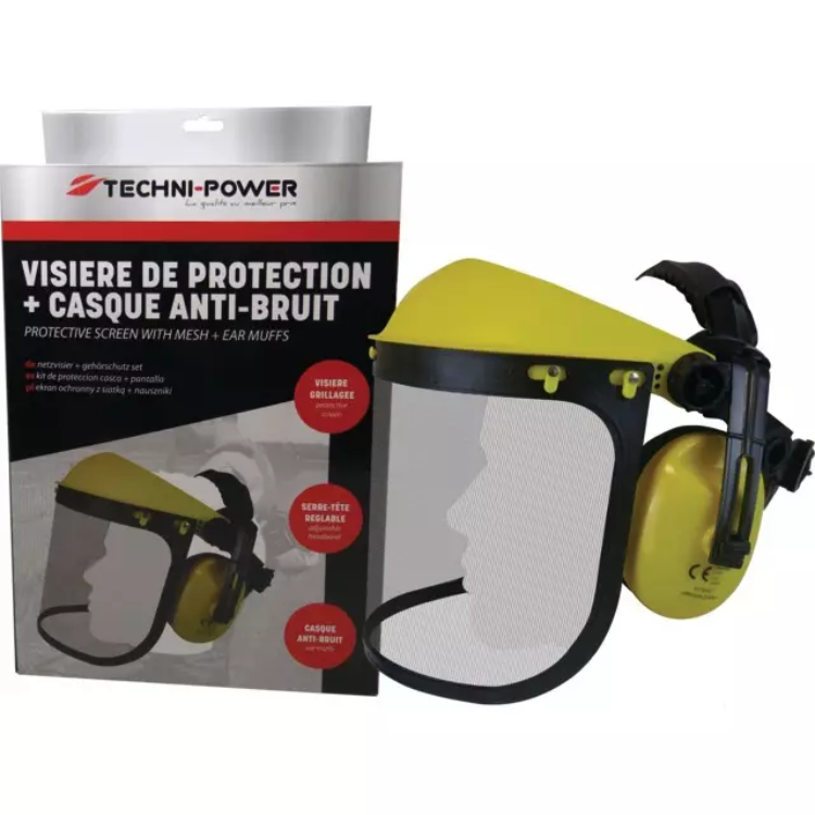 VISIERE DE PROTECTION + CASQUE ANTI-BRUIT TECHNI-POWER - Greendis