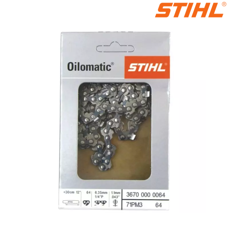 CHAINE DE TRONCONNEUSE 1/4" .043" (1.1 MM) 64 ENTRAINEURS ORIGINE STIHL" 36700000064