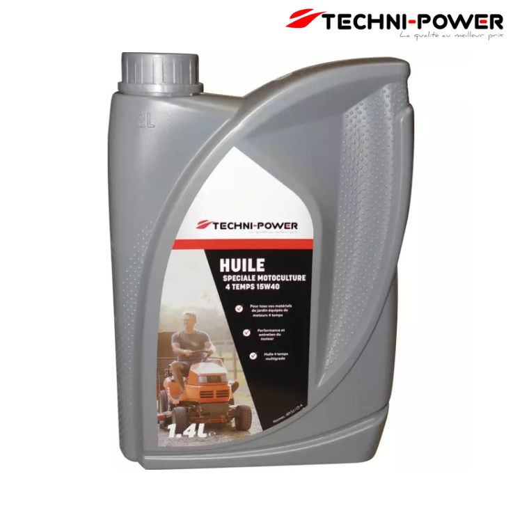 HUILE 4 TEMPS MOTOCULTURE 15W40 BIDON 1,4L TECHNI-POWER