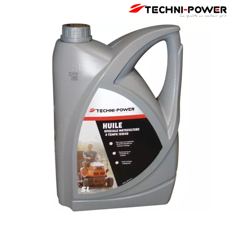 HUILE 4 TEMPS MOTOCULTURE 15W40 BIDON 5L TECHNI-POWER