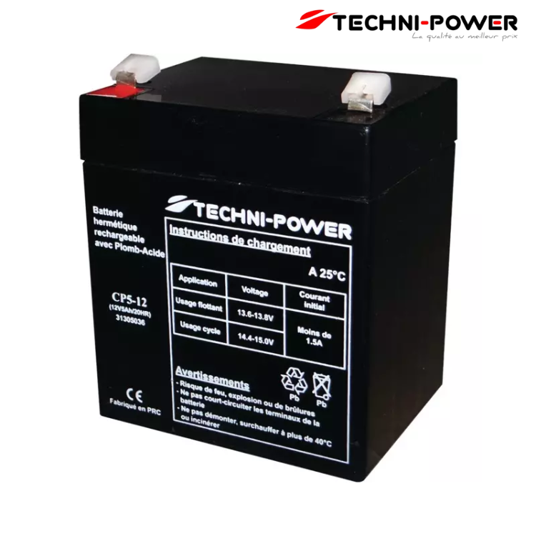 BATTERIE GEL 5 AH TYPE CP5-12 + A GAUCHE