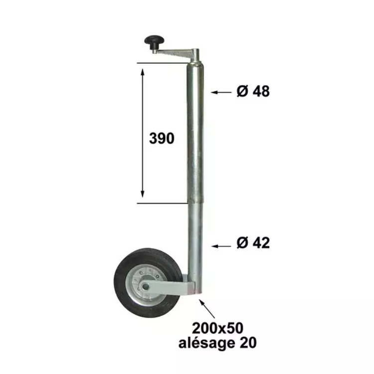 ROUE JOCKEY SANS BRIDE 48 MM ROUE 200 MM