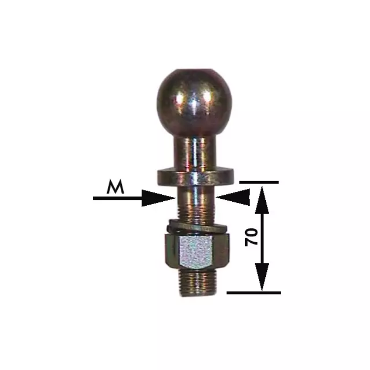 ROTULE DROITE FILETEE 24 MM LG70 MM BOULE 50 MM