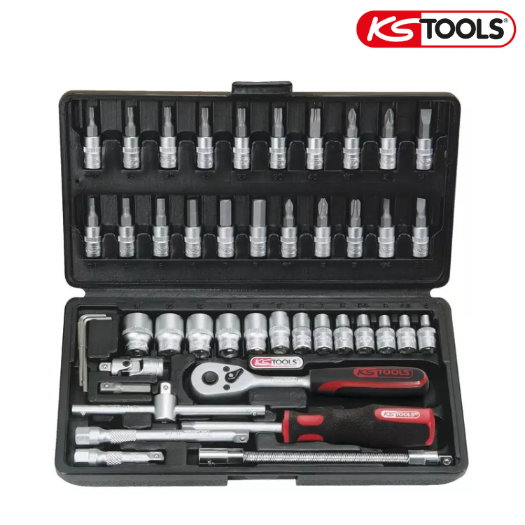 DOUILLES ET ACCESSOIRES 1/4" CHROMEMAT COFFRET DE 46 PIECES KS TOOLS