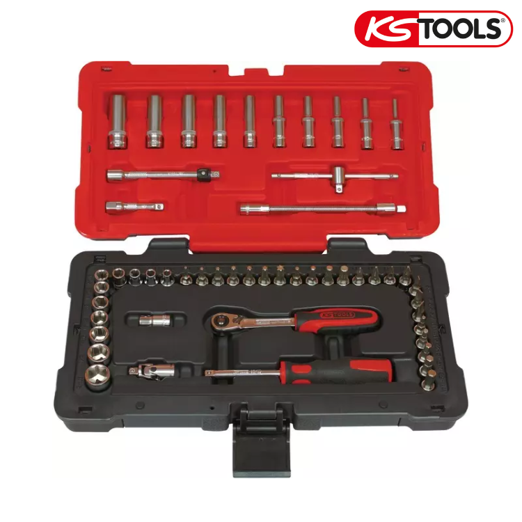 DOUILLES ET ACCESSOIRES 1/4" ULTIMATE COTE POUCE COFFRET DE 52 PIECES KS TOOLS