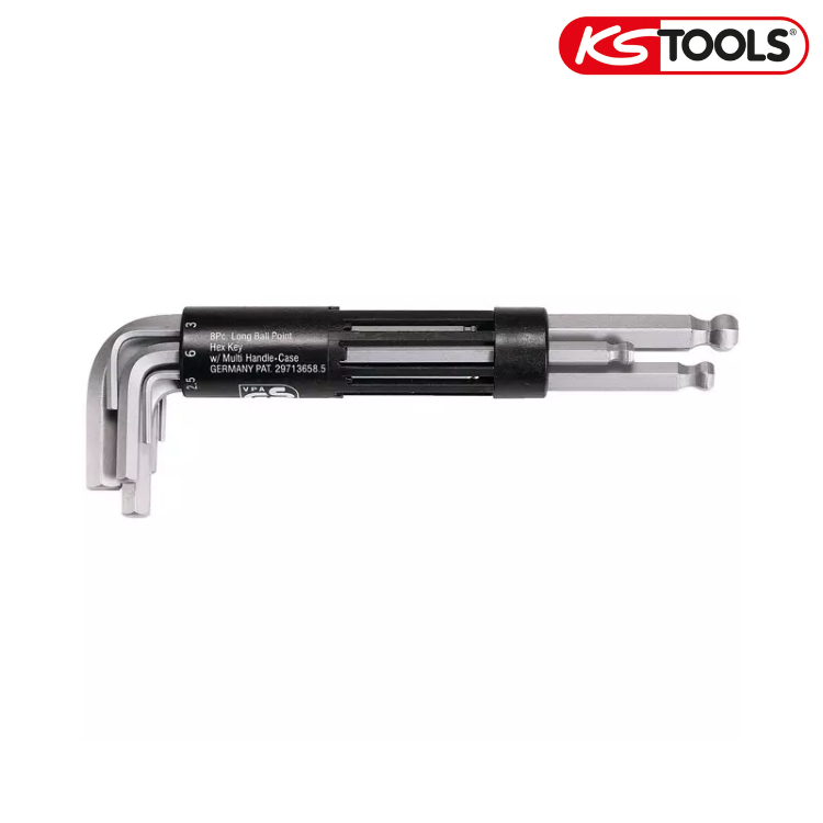 CLES MALES 6 PANS EXTRA TETE SPHERIQUE JEU DE 8 CLES KS TOOLS