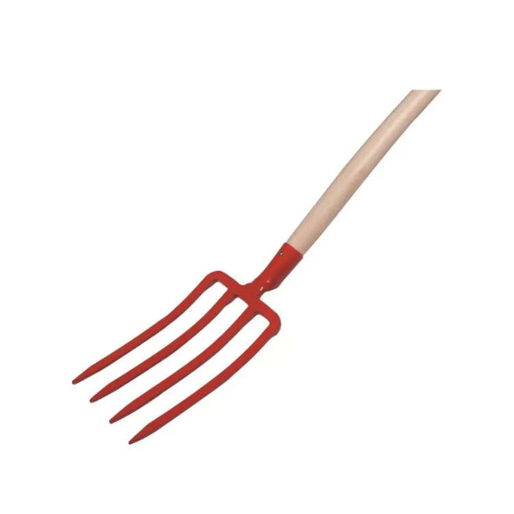 Fourche à bêcher 4 dents triangulaires 27 cm GOUVY, manche bois 100 cm