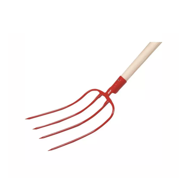 Fourche à fumier à douille 4 dents 31 cm GOUVY, manche bois 135 cm