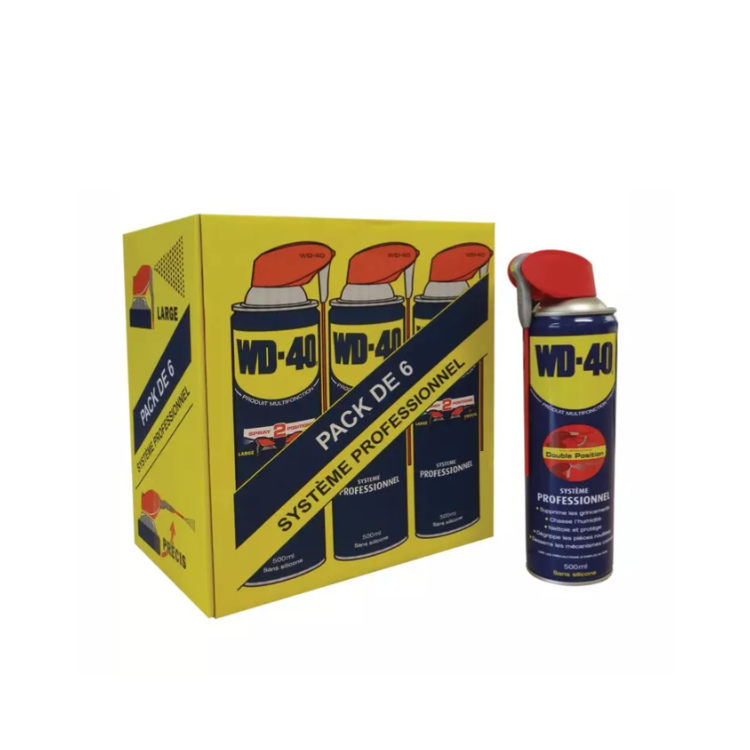 Dégrippant multifonction WD-40 Système Pro pack de 6 aérosols 500 ml