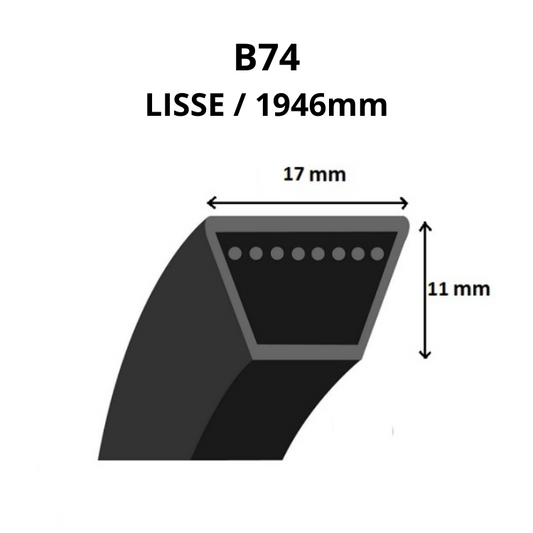 COURROIE TONDEUSE B74 TRAPÉZOÏDALE 17 MM X 1946 MM - Greendis