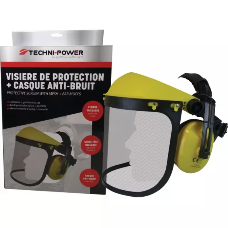 VISIERE DE PROTECTION + CASQUE ANTI-BRUIT TECHNI-POWER