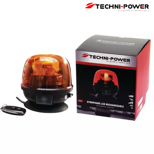 GYROPHARE LED SANS FIL RECHARGEABLE MAGNETIQUE AVEC TELECOMMANDE TECHNI-POWER