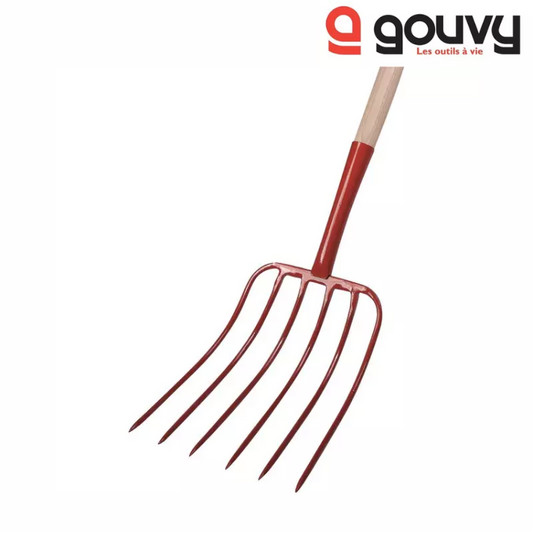 FOURCHE A MAIS A DOUILLE 6 DENTS 32CM AVEC MANCHE BOIS 135CM GOUVY