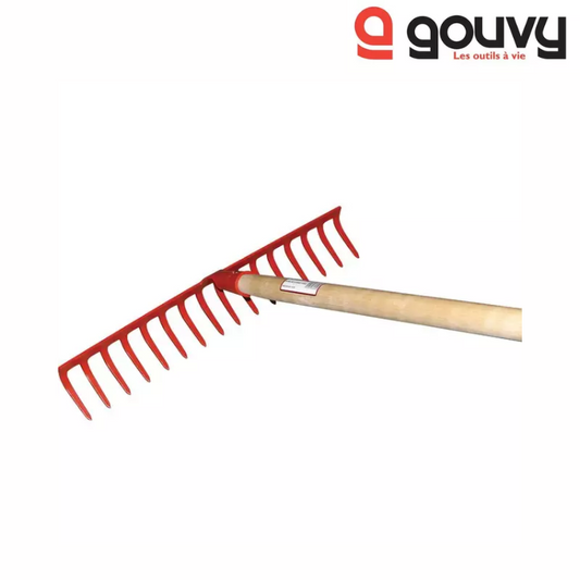 RATEAU FORGE 16 DENTS COURBES AVEC MANCHE BOIS 150CM GOUVY