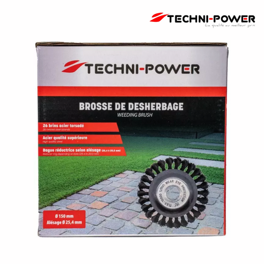 BROSSE DE DESHERBAGE METALLIQUE BRINS ACIER RENFORCE Ø 200 MM ALESAGE Ø 25,4 MM