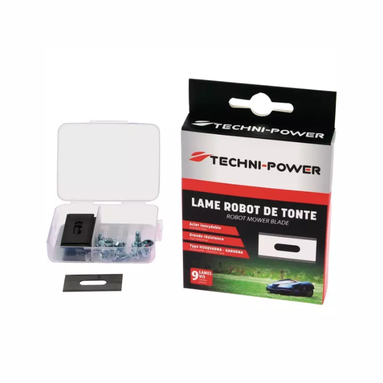 lames robot tondeuse inox trou oblong Husqvarna Gardena pack 9 Techni Power