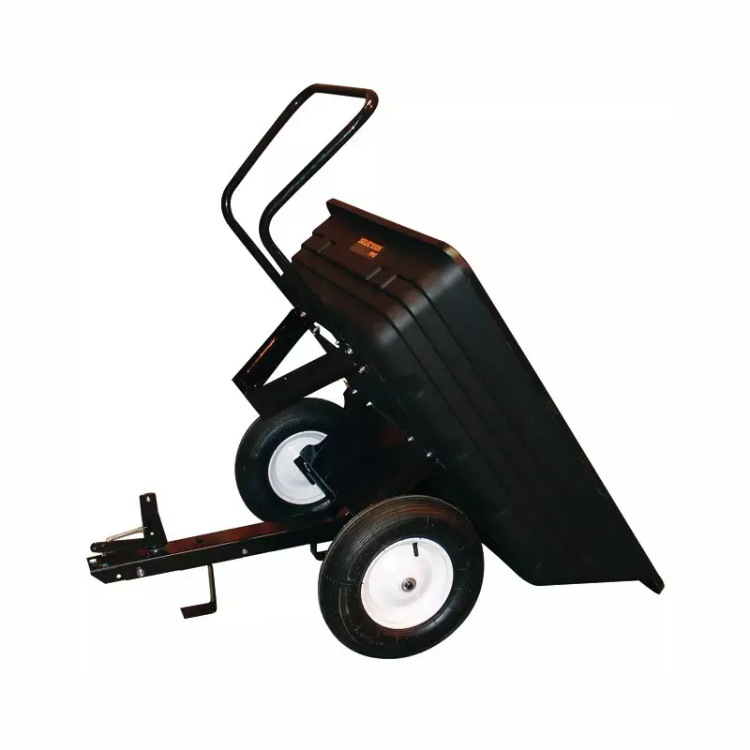 Remorque de jardin basculante 250 kg avec caisse polyéthylène et roues gonflables