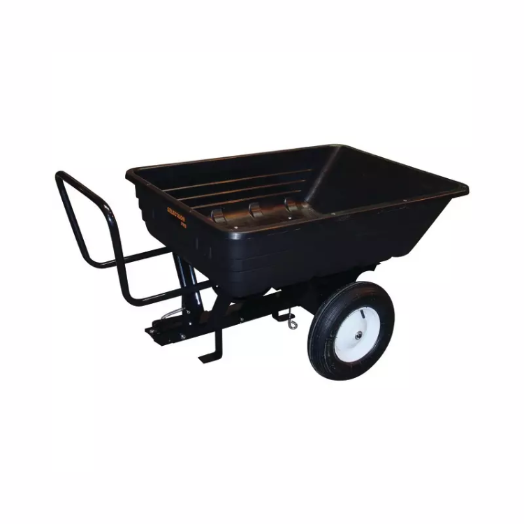 Remorque de jardin basculante 250 kg avec caisse polyéthylène et roues gonflables