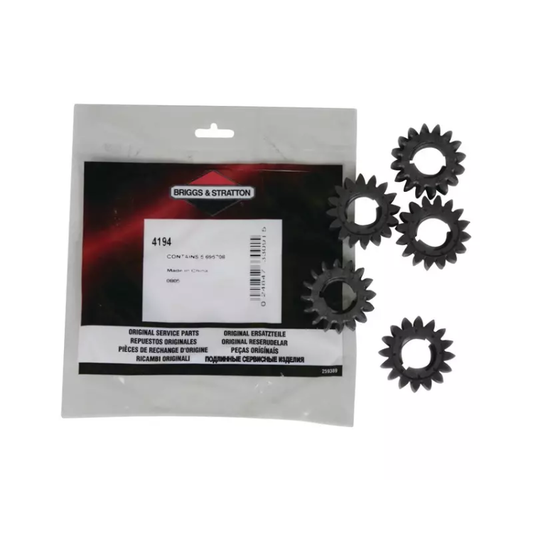 Pack atelier 5 x pignon plastique 695708 B&S 4194, pièce d'origine Briggs & Stratton vendue par Greendis.