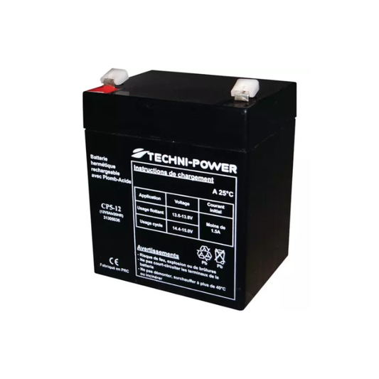 Batterie gel 5 AH type CP5-12 + à gauche