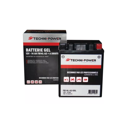 Batterie gel type 12N14-3A + à droite