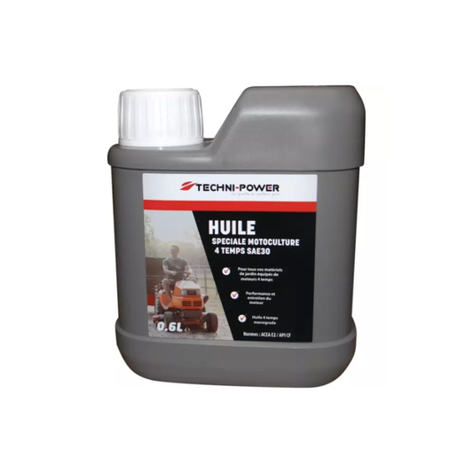 Huile 4 temps motoculture SAE30 bidon 0,6L Techni-Power