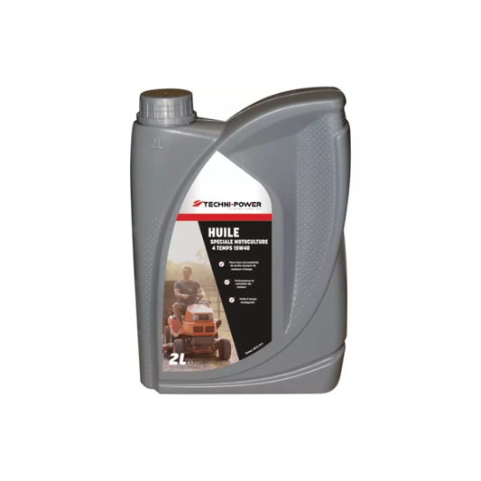 Huile 4 temps motoculture 15W40 bidon 2L Techni-Power