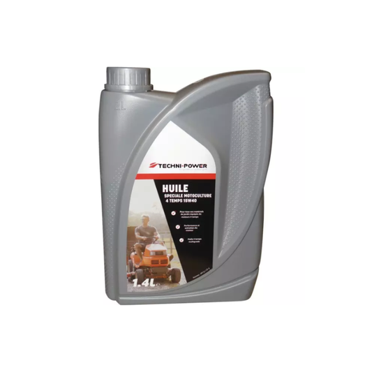 Huile 4 temps motoculture 15W40 bidon 1,4L Techni-Power